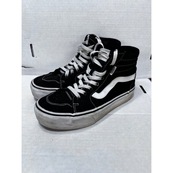 Vans Sk8-Hi Black & White Canvas Sneakers womens Size 8 High-Top Skateboarding S - Picture 2 of 8